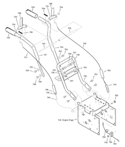 Handle Assembly Group (1742038) Diagram and Parts List for 1695731 2009 Briggs and Stratton Snow Blower
